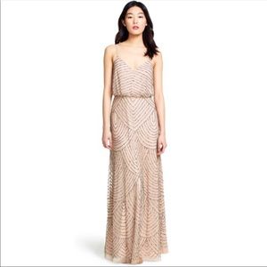 Adrianna Papell Sequined Blouson Gown,  Pink taupe